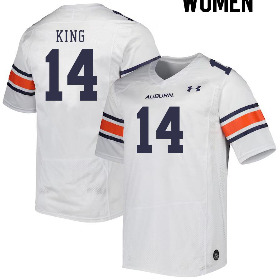 Women #14 Landen King Auburn Tigers College Football Jerseys Stitched-White - Click Image to Close